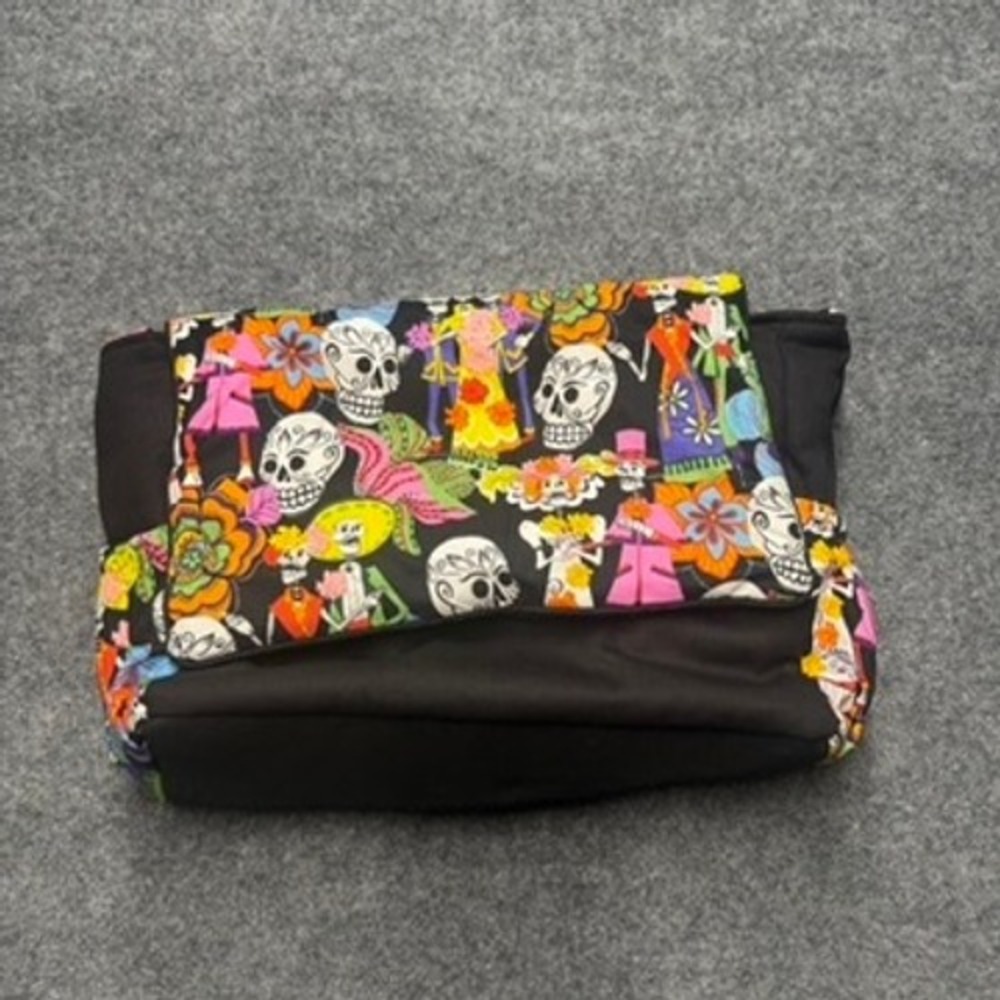 Day of the Dead Sugar Skull Diaper Bag Shoulder Tote Black Multi Canvas
